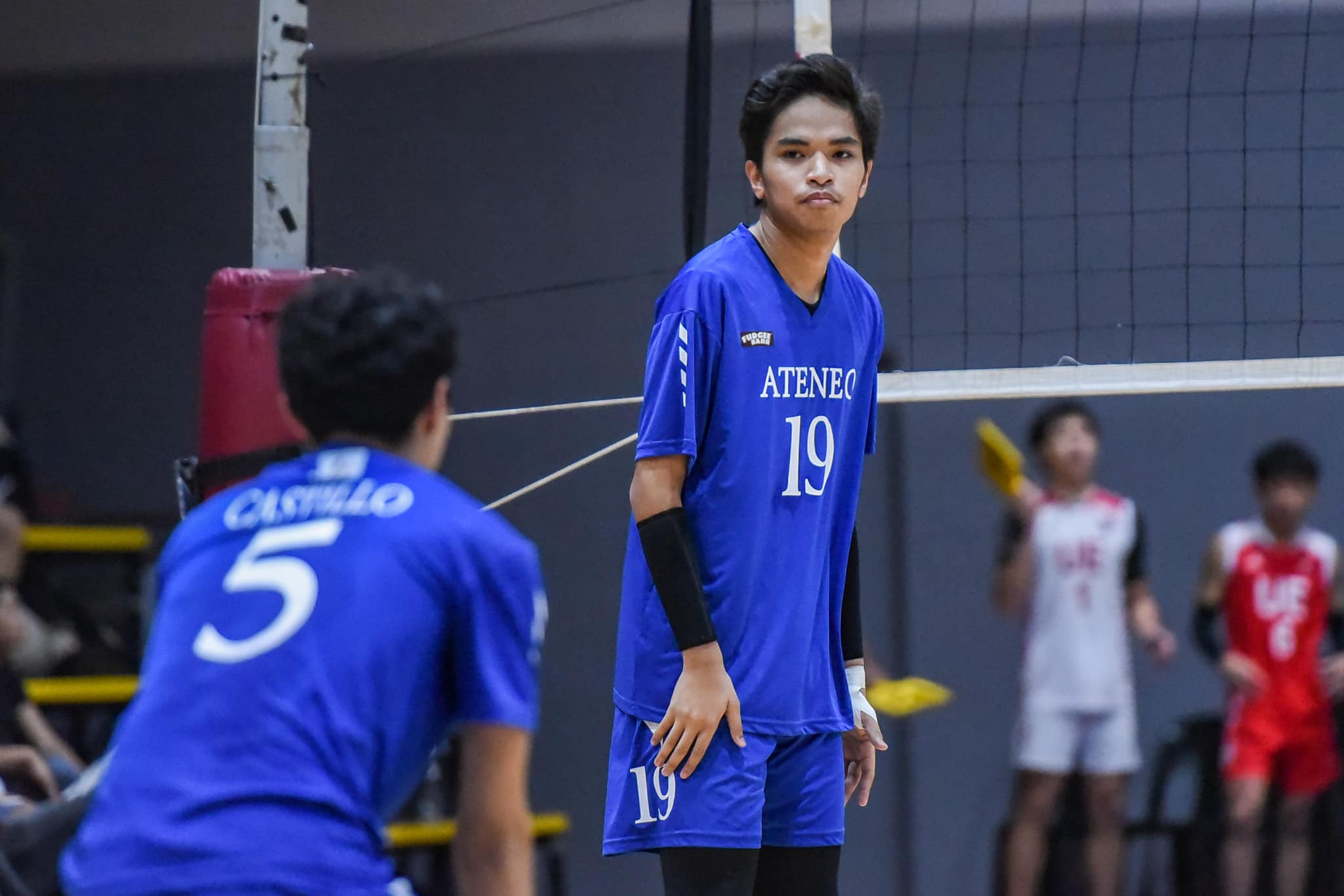 Ranidel De Ocampo Jr. playing for the Ateneo Blue Eagles in the Season 87 boys’ volleyball tournament.