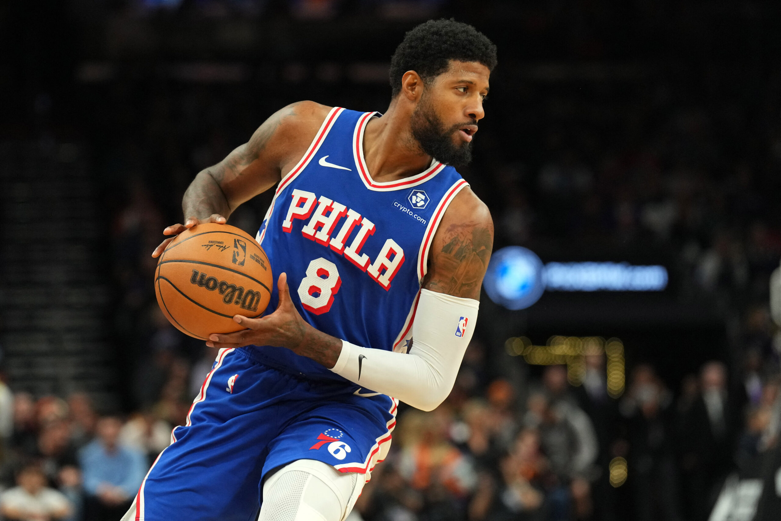 Philadelphia 76ers forward Paul George NBA Lakers