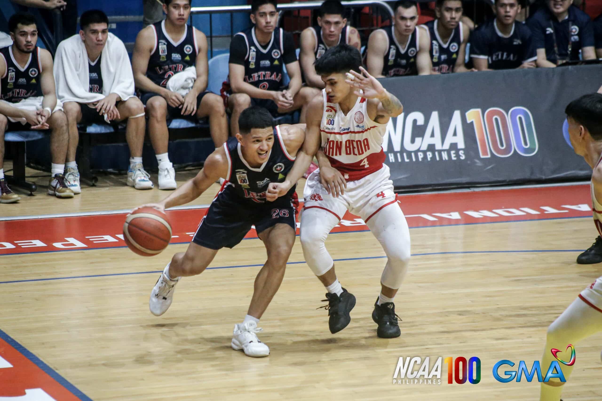 Letran rookie Jimboy Estrada during a game against San Beda Red Lions in the NCAA Season 100 men's basketball tournament