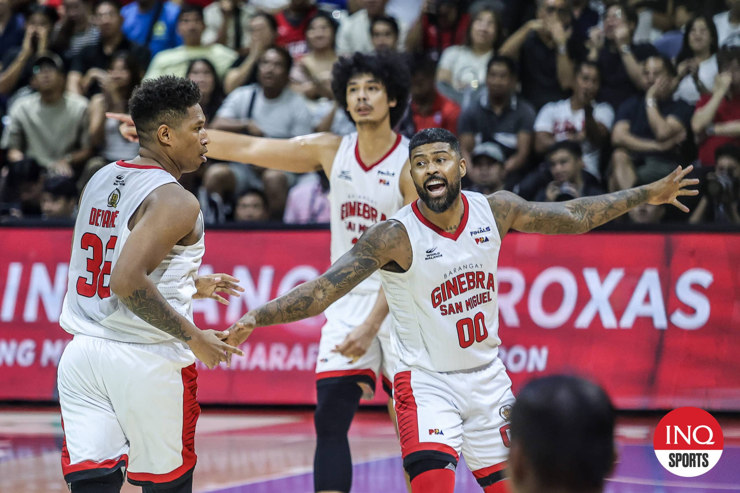 Barangay Ginebra Gin Kings' Maverick Ahanmisi during the 2024 PBA Governors' Cup Finals Game 3 between TNT Tropang Giga and Ginebra.