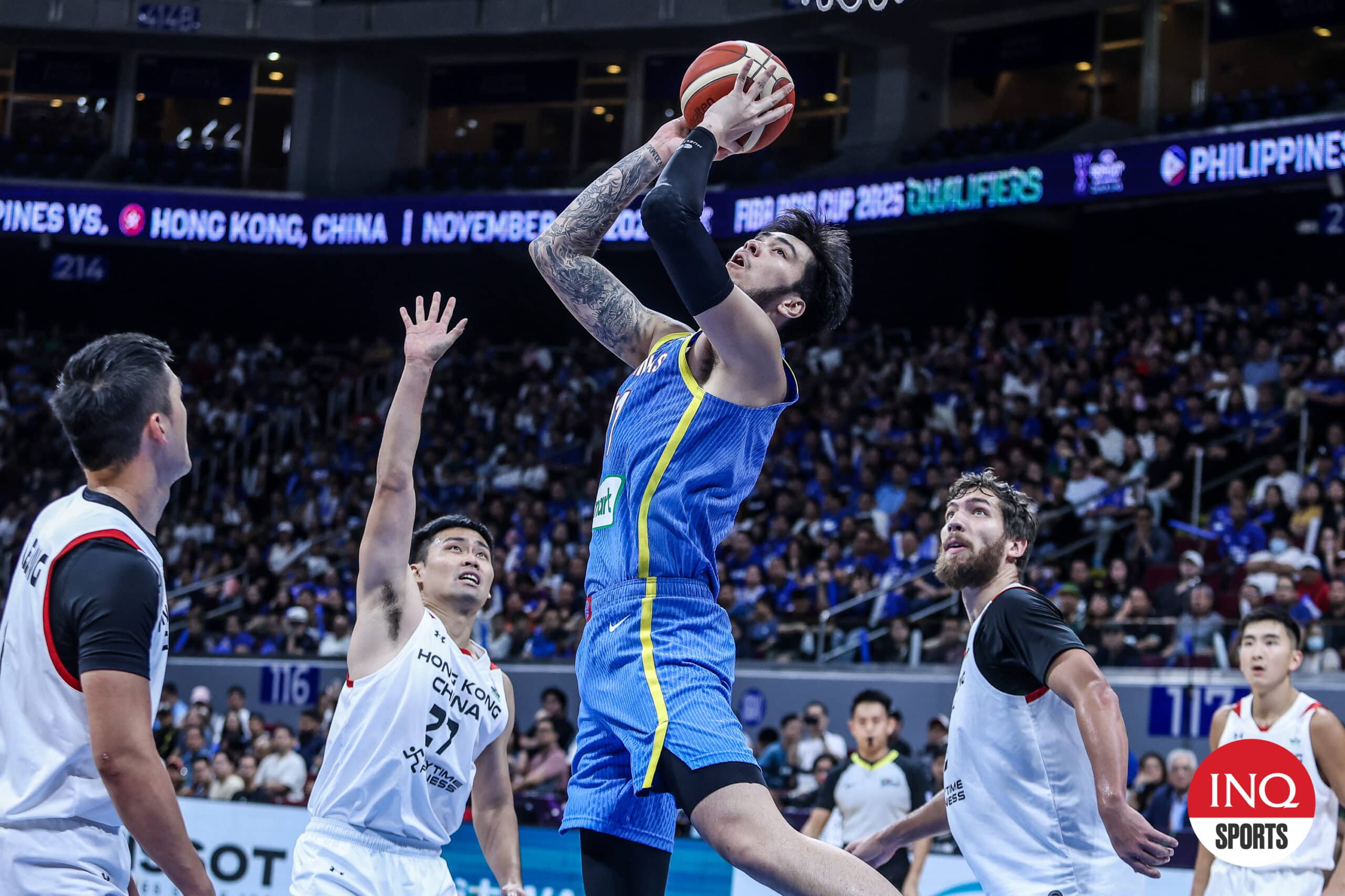 Gilas Pilipinas' Kai Sotto during a Fiba Asia Cup qualifiers 2025 game against Hong Kong at Mall of Asia Arena.