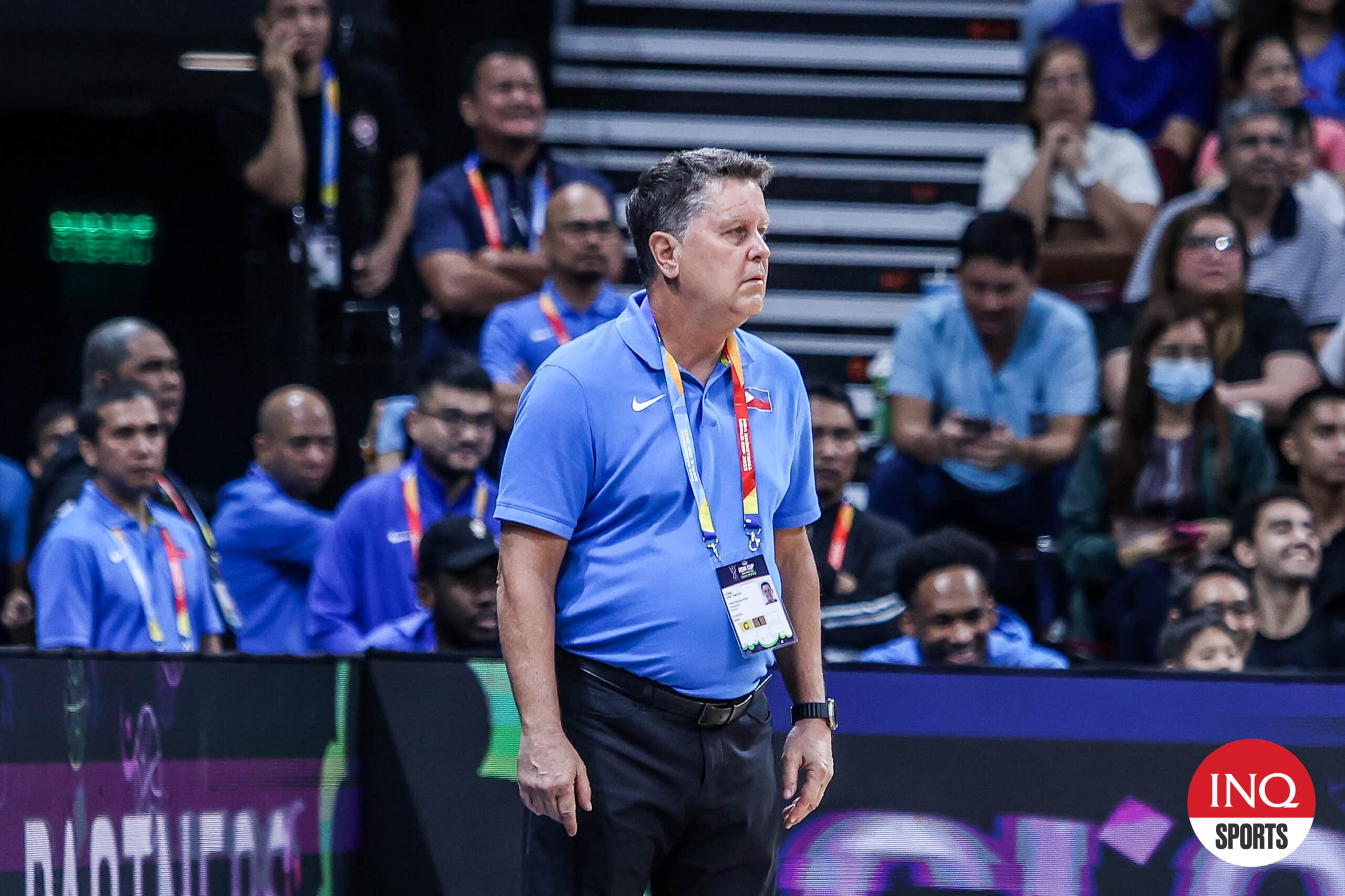 Gilas Pilipinas coach Tim Cone during the Fiba Asia Cup 2025 qualifiers game.