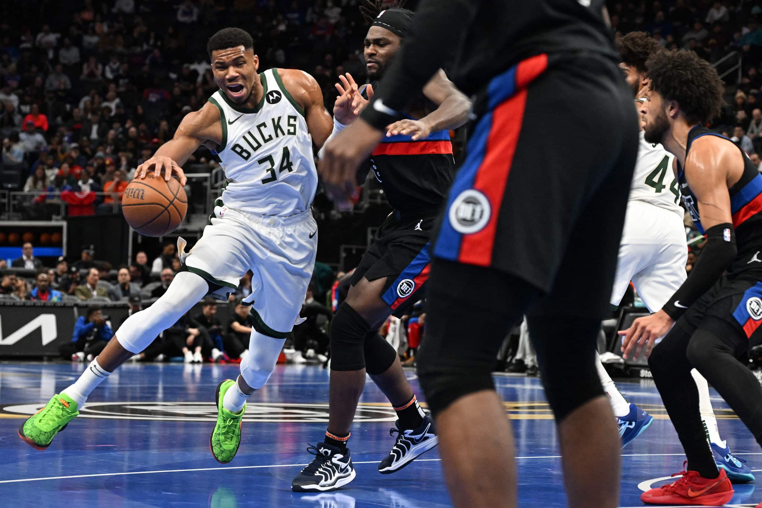 Milwaukee Bucks forward Giannis Antetokounmpo NBA CUp Pistons