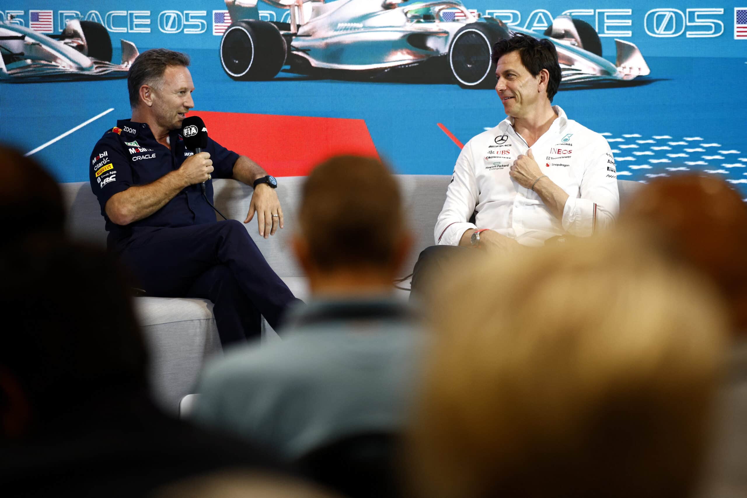 Red Bull Racing Team Principal Christian Horner and Mercedes GP Executive Director Toto Wolff F1