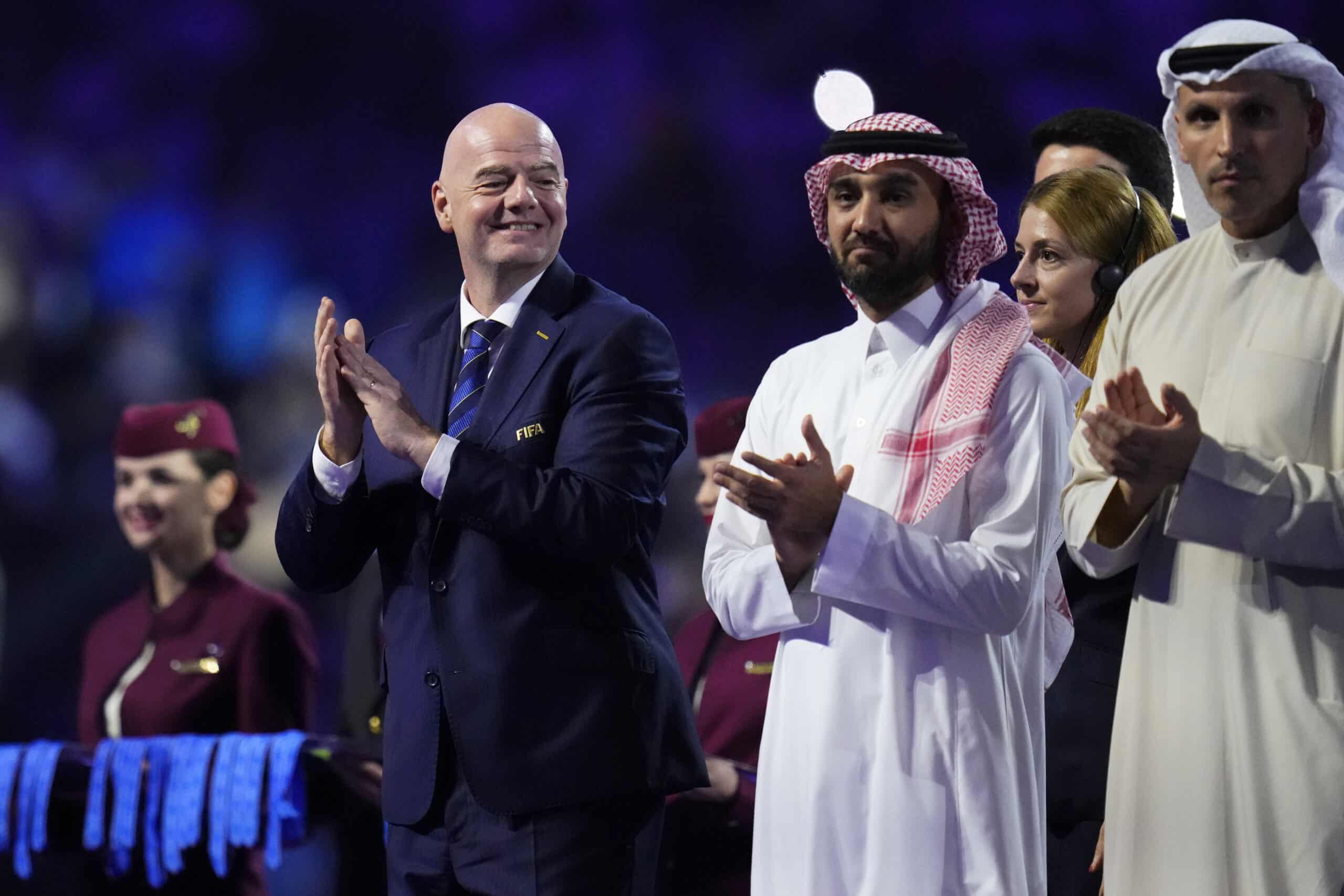 Saudi Arabia Crown Prince Mohammed bin Salman, FIFA President Gianni Infantino 2034 World Cup