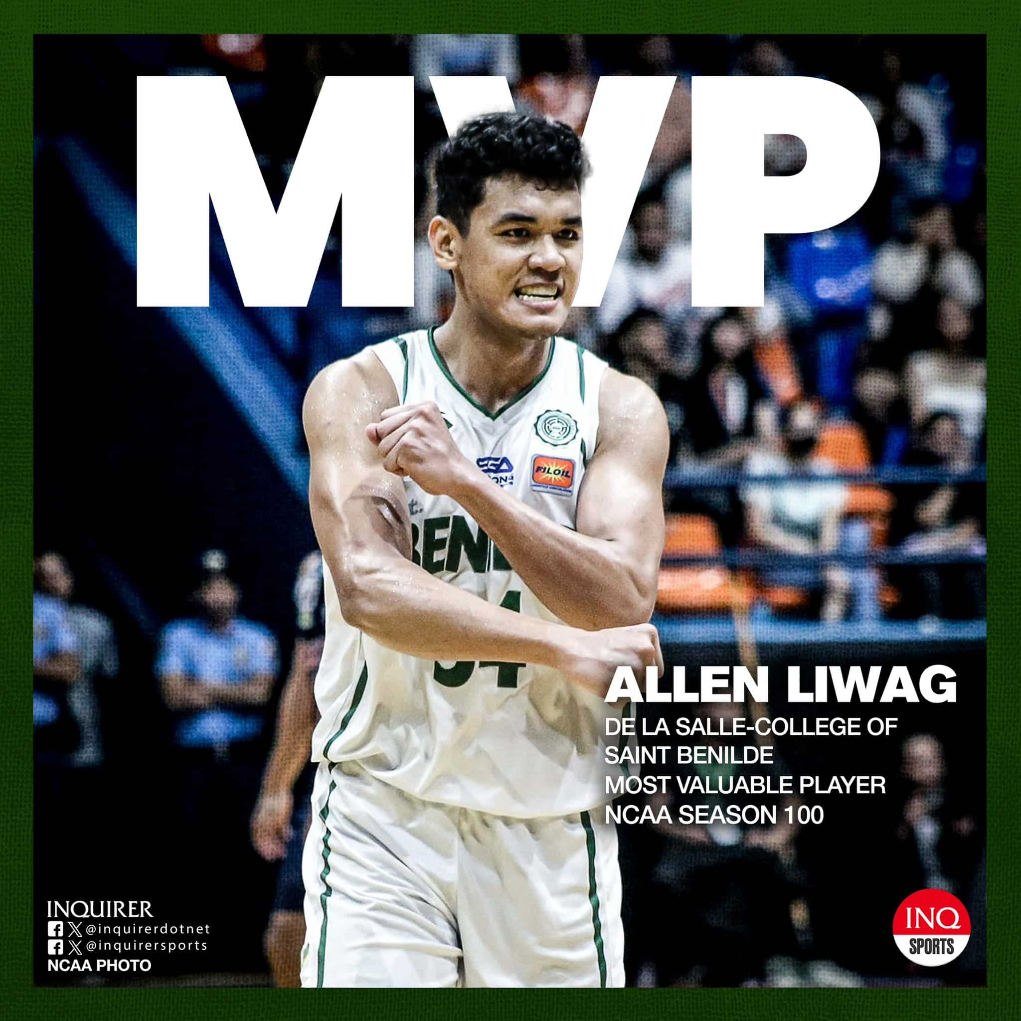 WHAT A SEASON 🟢 Allen Liwag from the Benilde Blazers takes home his fourth award of the afternoon as the MVP of the league after winning a spot in the Mythical Five, the All-Defensive team and the Defensive Player of the Year award.