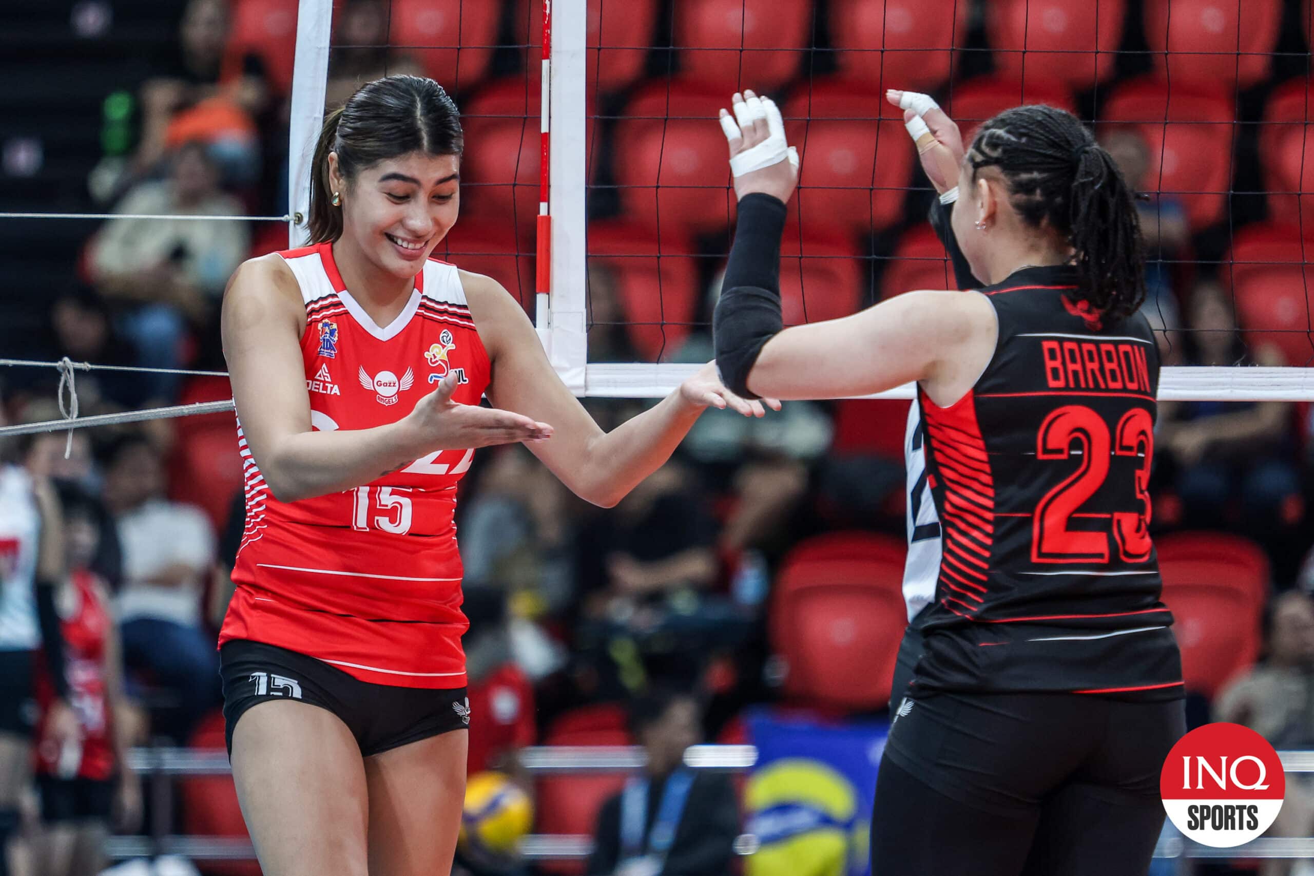 Petro Gazz Angels' Myla Pablo during a PVL All-Filipino Conference game against Cignal HD Spikers