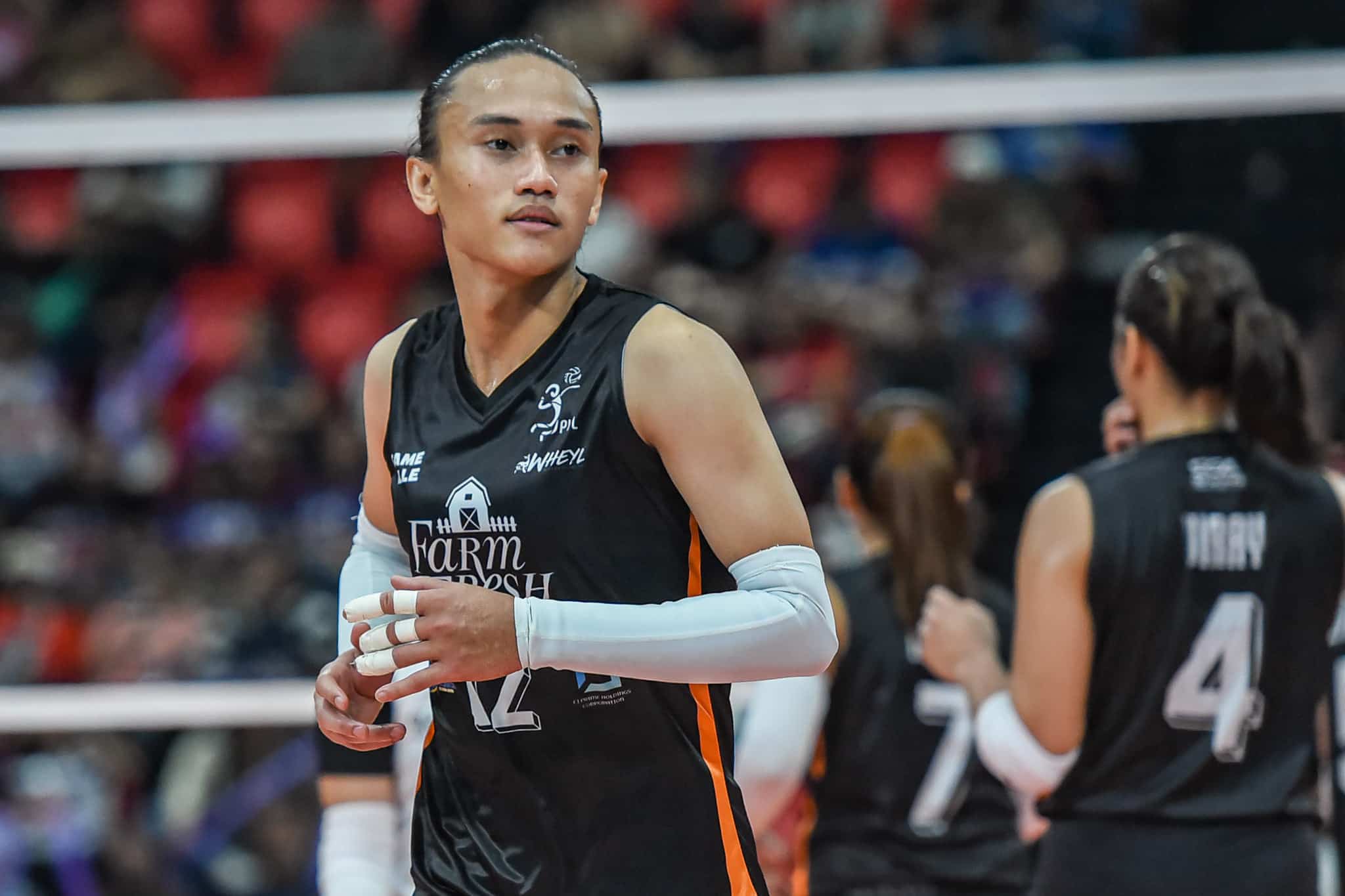 Farm Fresh Foxies young star Trisha Tubu during a PVL All-Filipino Conference game against Choco Mucho Flying Titans.