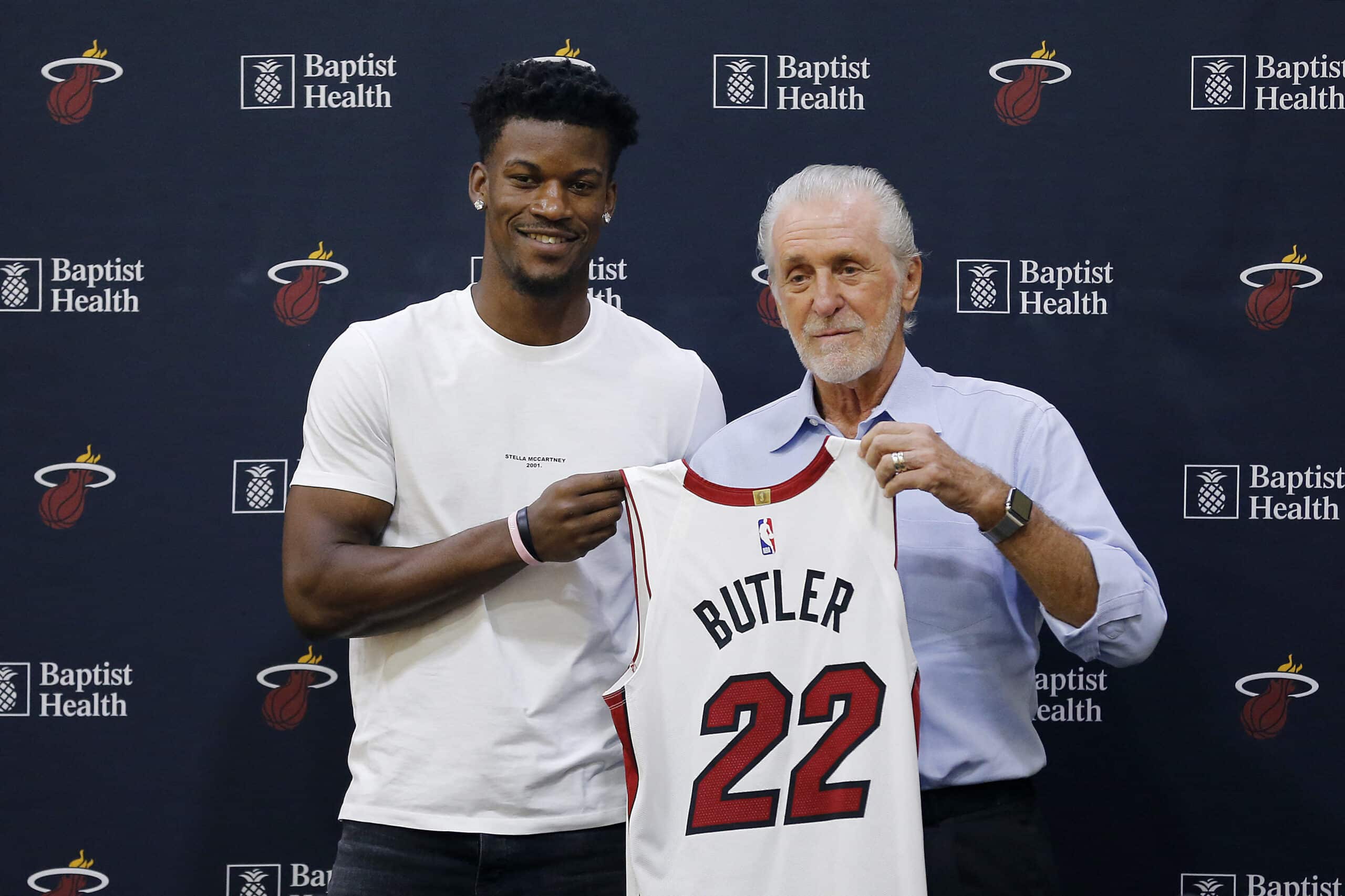 Miami Heat forward Jimmy Butler (22) and center Bam Adebayo,  NBA suspension pat riley