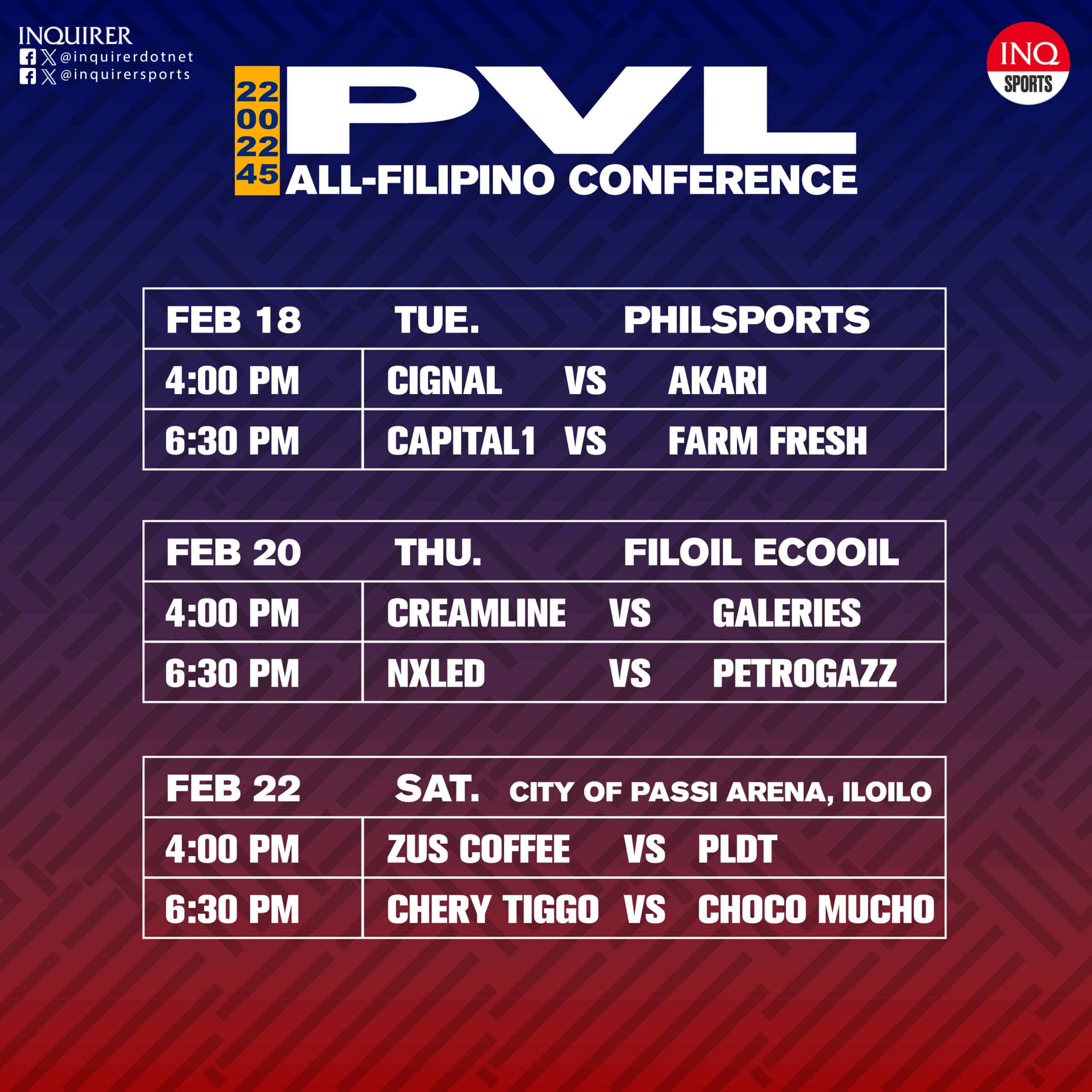 SCHEDULE PVL AllFilipino Conference 20242025