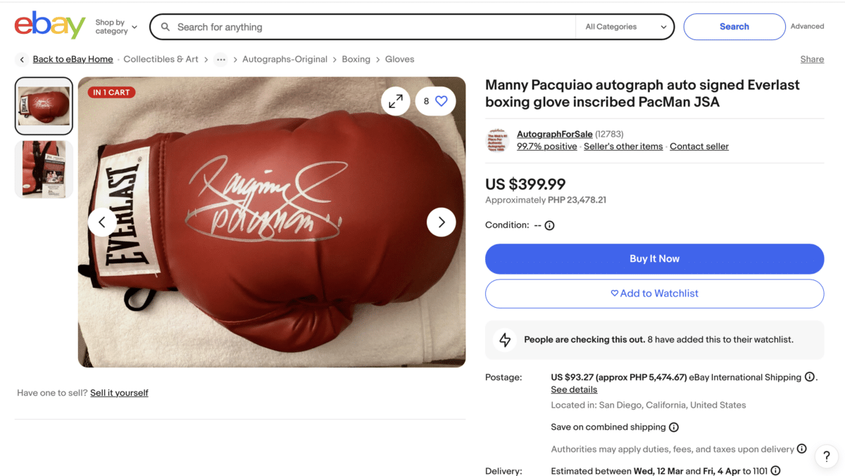 With fans and supporters worldwide of boxing legend Manny Pacquiao, the frenzied collection of Pacquiao memorabilia goes on.