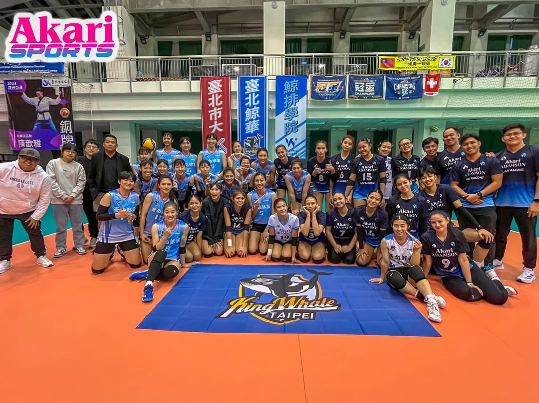 Adamson Lady Falcons trainieren mit KingWhale Taipei in der UAAP-Frauen-Volleyball-Saison '87.