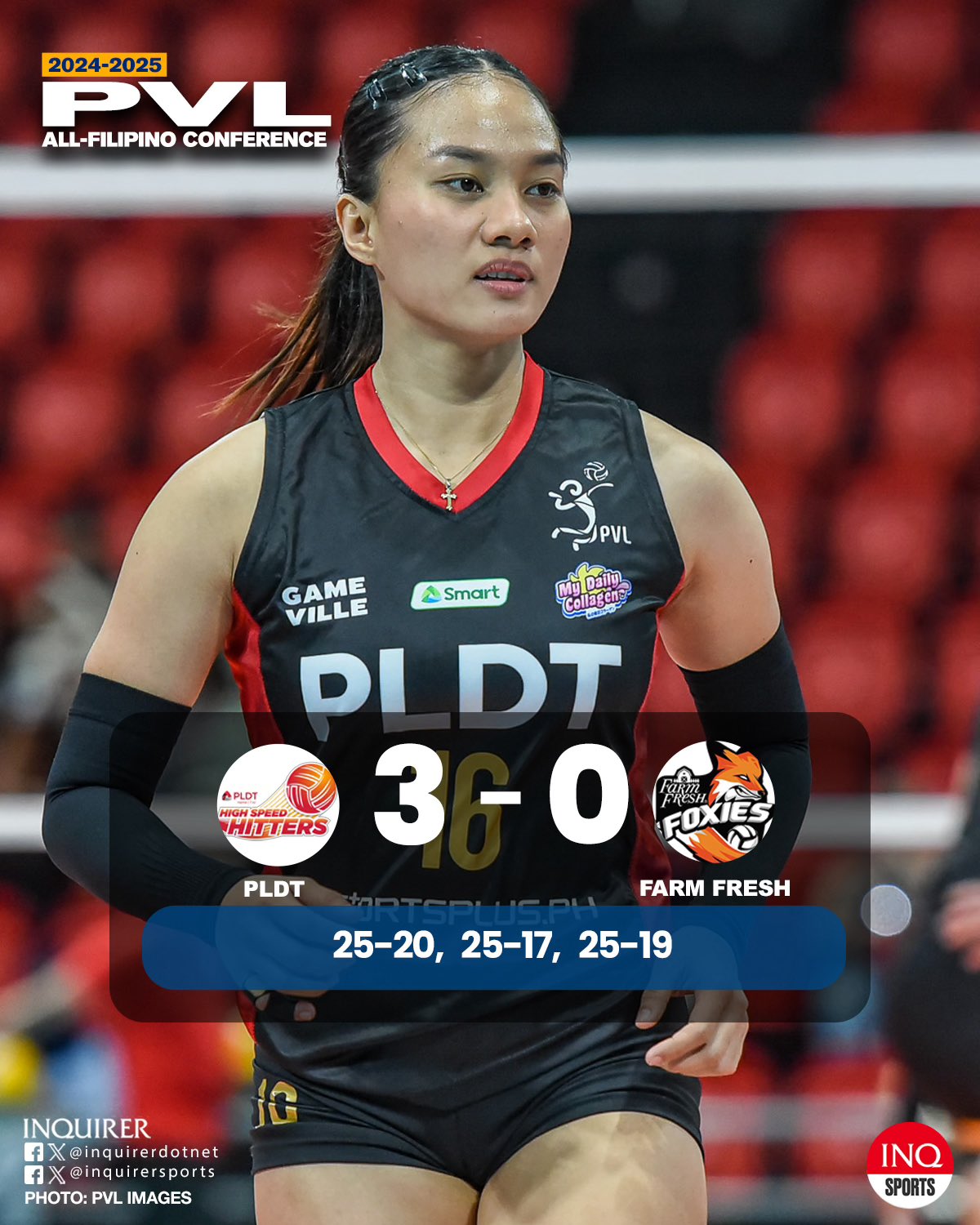 FINAL- PLDT (6-3) sweeps Farm Fresh (4-5), 25-20, 25-17, 25-19. PVL 2025