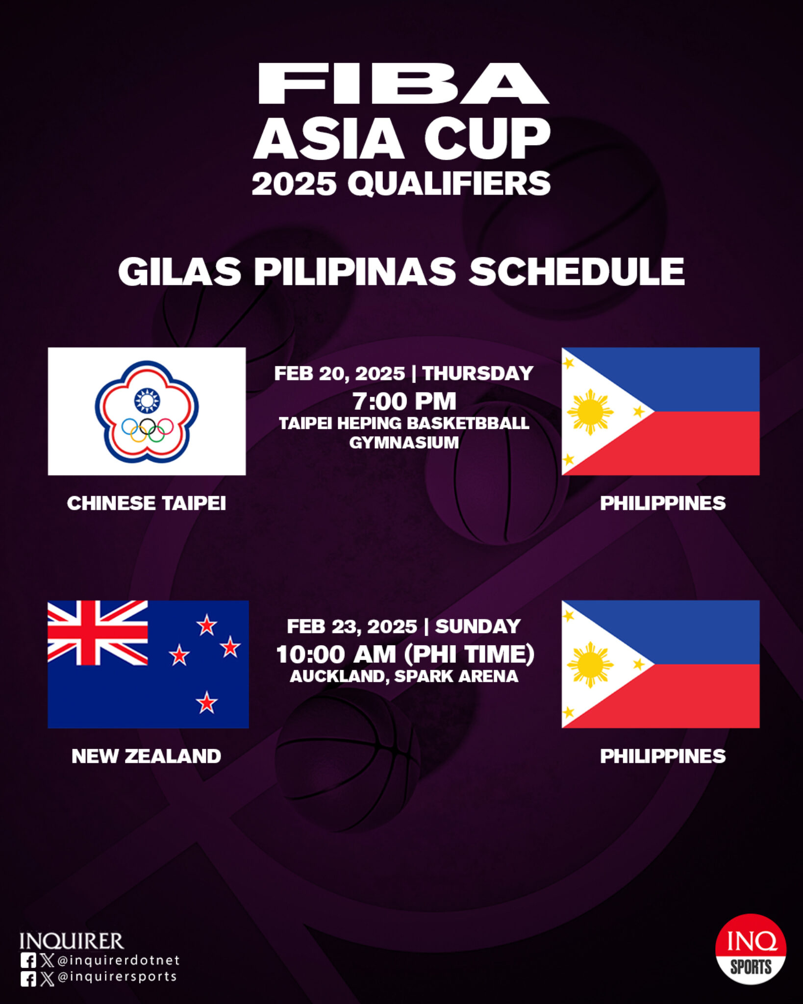 SCHEDULE Gilas Pilipinas at Fiba Asia Cup qualifiers 3rd window