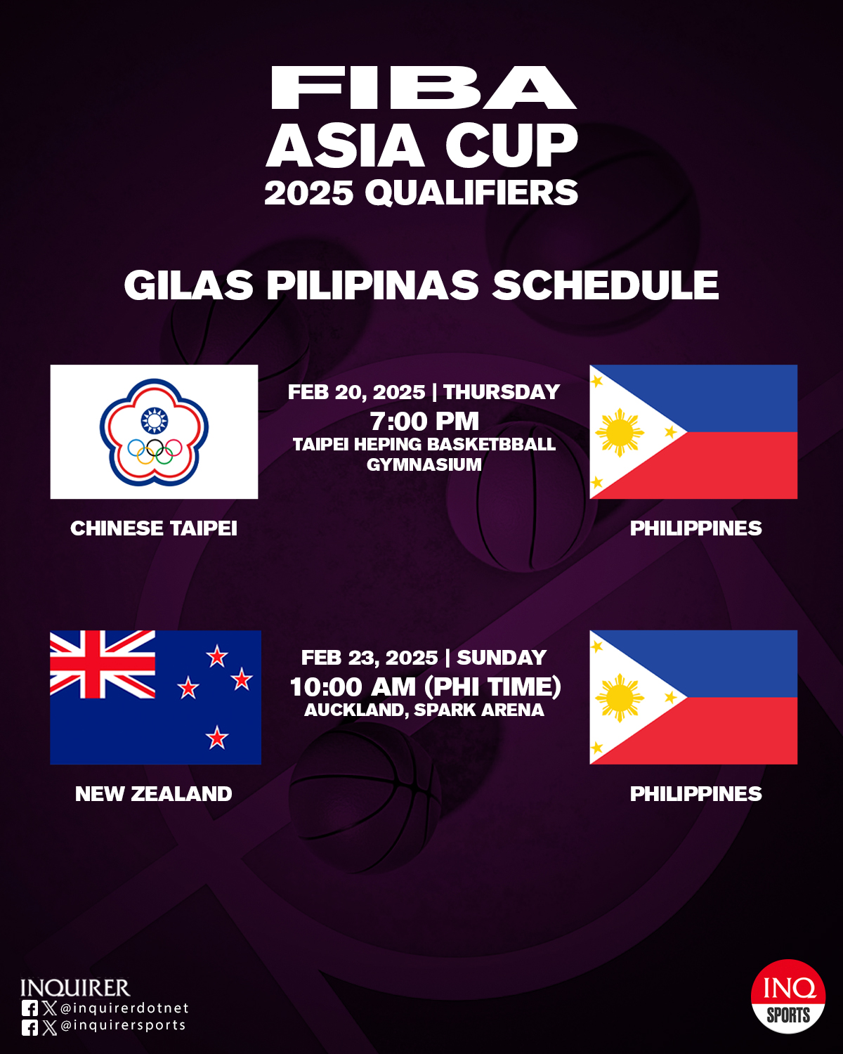 Iskedyul ng Gilas Pilipinas sa FIBA ​​Asia Cup Qualifiers Pebrero Pangatlong Window (PH Time)