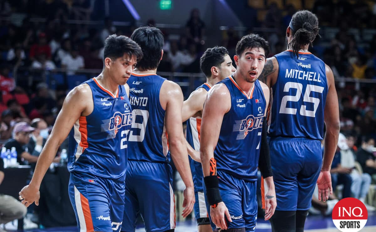 Meralco Bolts during the PBA Commissioner's Cup quarterfinals game 2 against Barangay Ginebra Gin Kings.