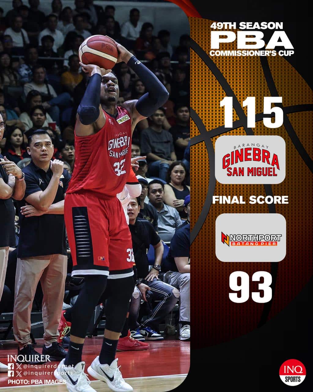 Pangwakas: Ginbra Ruta Northport sa Game 1 ng Commissioner's Cup Semifinals, 115-93.