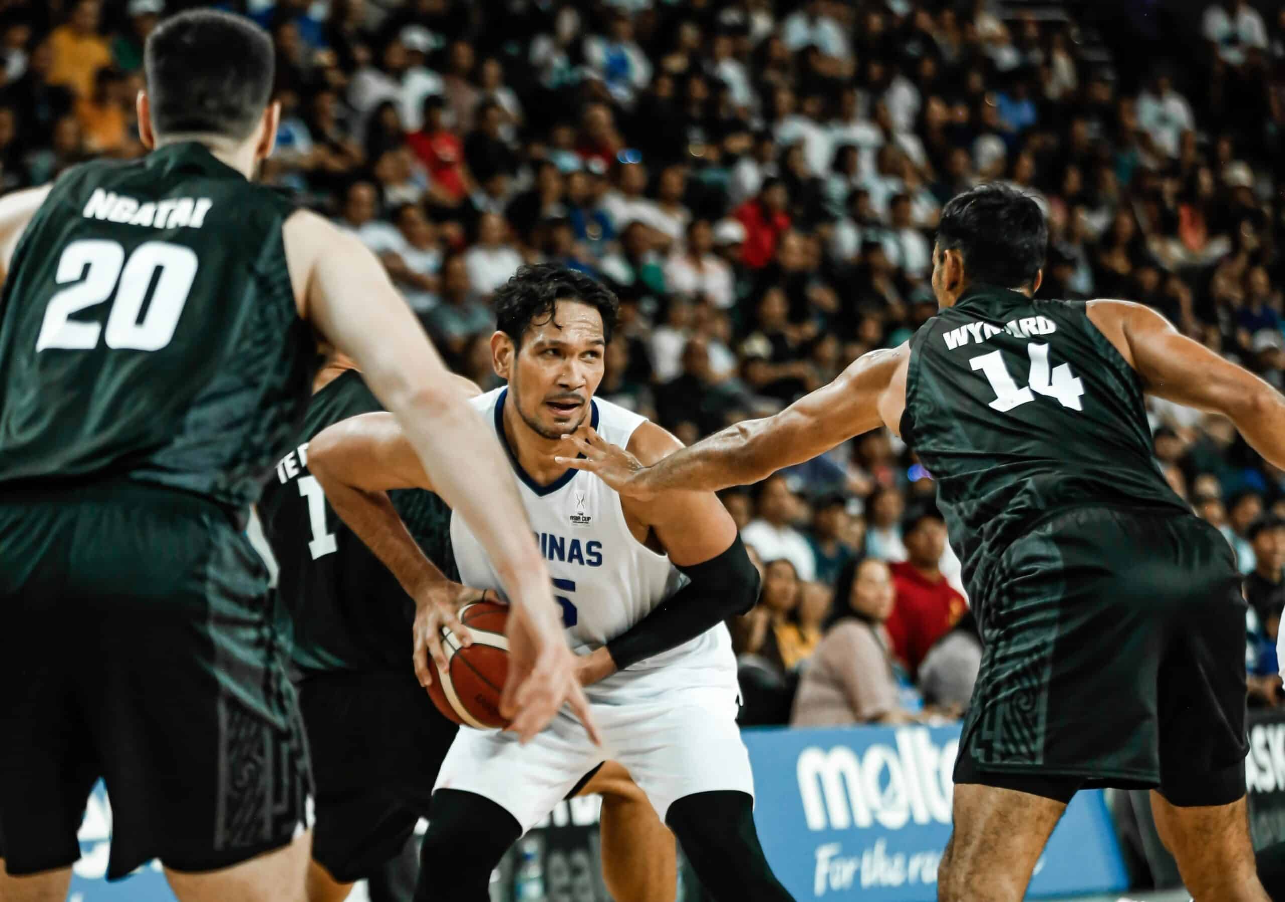 Gilas Pilipinas' June Mar Fajardo during a game against New Zealand Tall Blacks in the 2025 Fiba Asia Cup qualifiers.