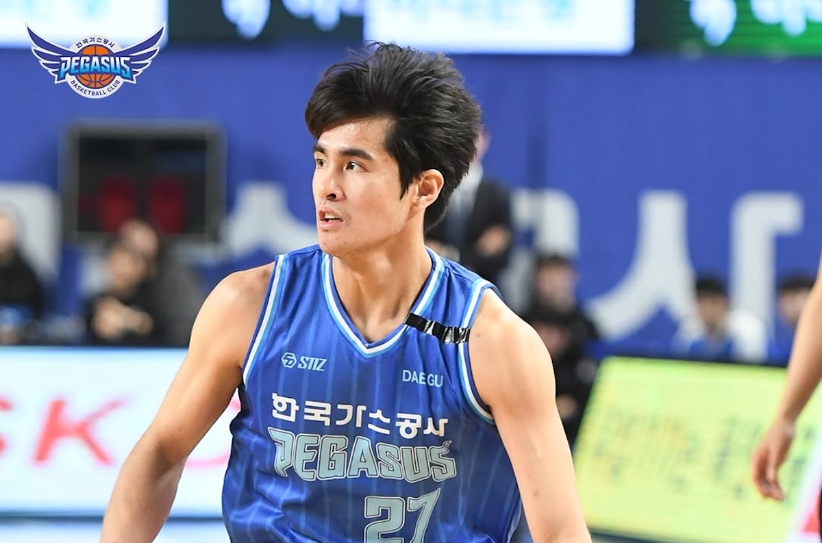 Daegu Kogas Pegasus SJ Belangel durante un juego de Liga de Baloncesto Corea (KBL)