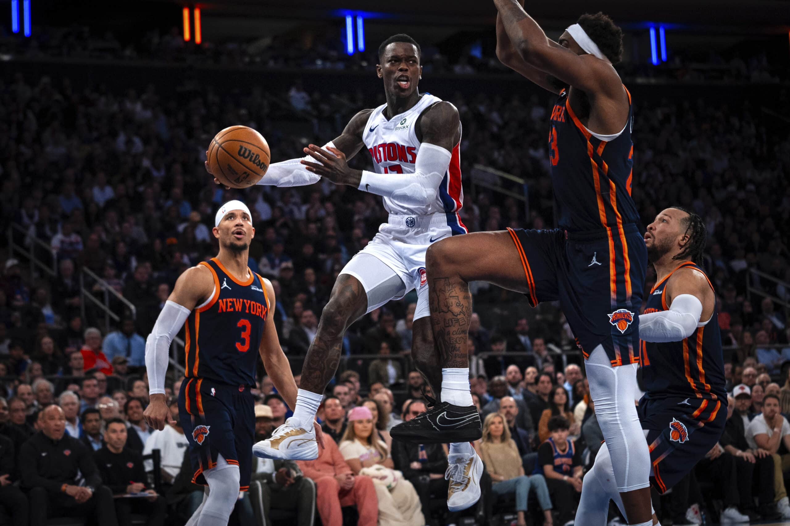 NBA playoffs Detroit Pistons vs New York Knicks Dennis Schroder