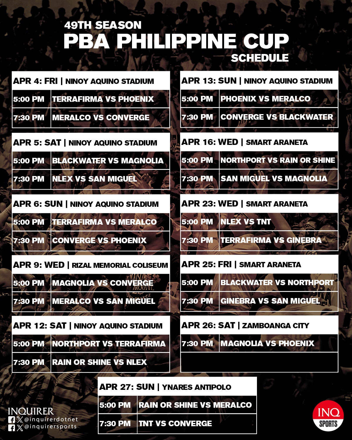 PBA Season 49 Philippine Cup 2024 All-Filipino Cup schedule of games times venues