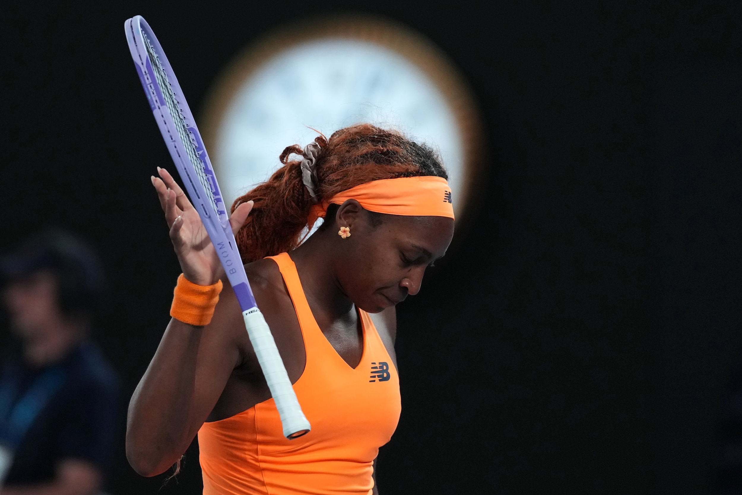 ‘Emotional’ Coco Gauff smashes racket in frustration after loss
