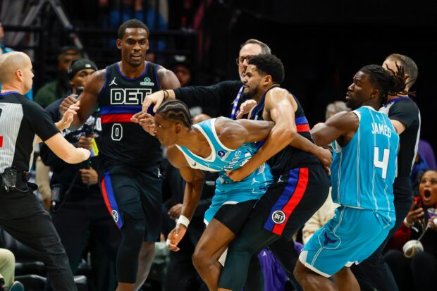 NBA: Pistons snap Hornets' 9-game streak in game marred by fight