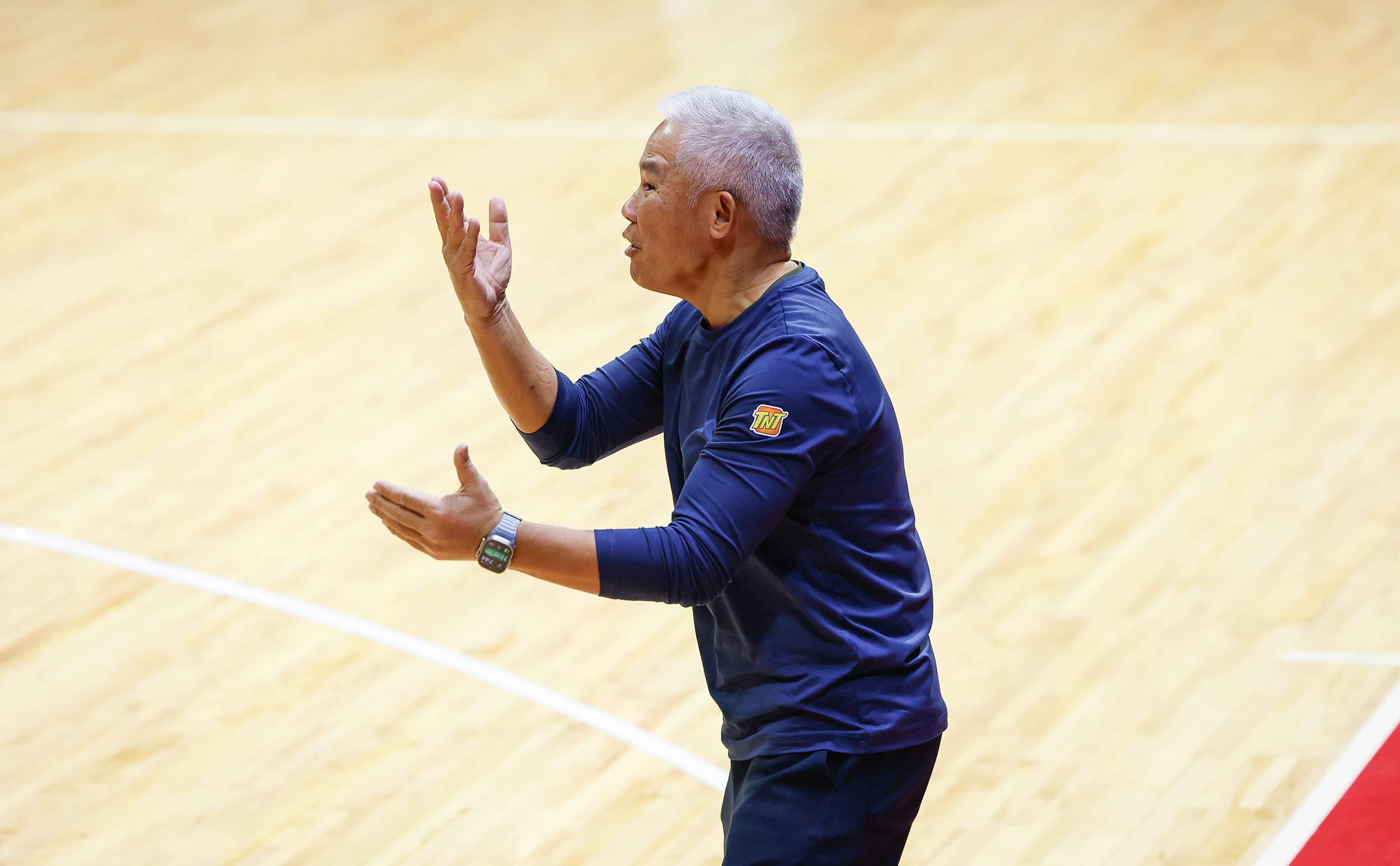 TNT Tropang 5G coach Chot Reyes during a game vs Barangay Ginebra Gin Kings in the 2026 PBA Commissioner's Cup Finals. –