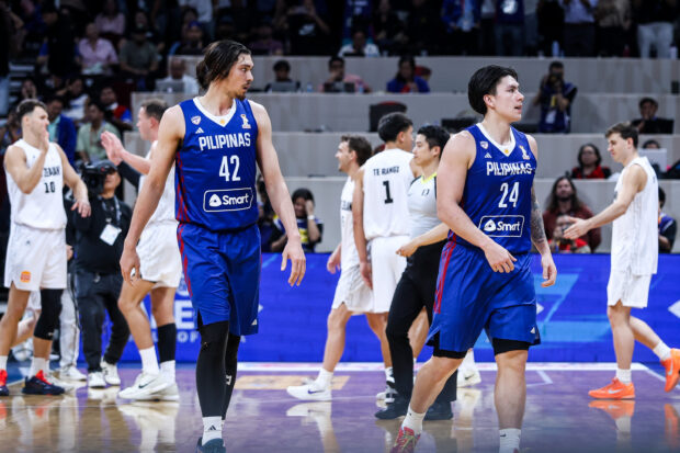 Gilas Pilipinas' Zealand_Quentin Millora-Brown and Dwight Ramos during a game against New Zealand Fiba World Cup 2027 Asian Qualifiers